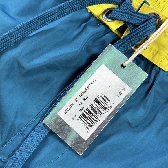 Diesel Beachwear Shorts Mens Large Blue Yellow Mesh Lined Swim Trunks Drawstring - Picture 2 of 10